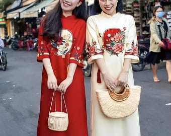 Vietnamese Ao Dai Tet |Modern Ao Dai Tet |Silk Ao Dai Tet |Vietnamese Traditional Costumes |Áo dài suông|Ao Dai women