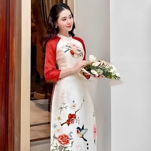 Women&#39;s Moonlight Modern Áo Dài Ready-Made Beautiful Silk - High-Quality Modern Áo Dài Made from Silk