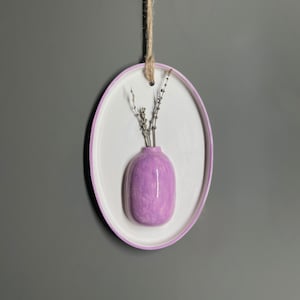 Handmade Lavender Glazed Ceramic Wall Vase: Modern Home Decor