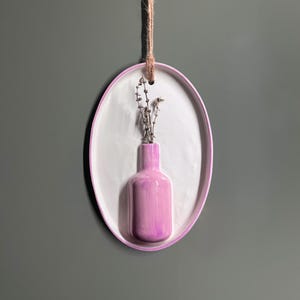 Handmade Ceramic Wall Vase: Purple Lavender Accent, Rustic Home Decor