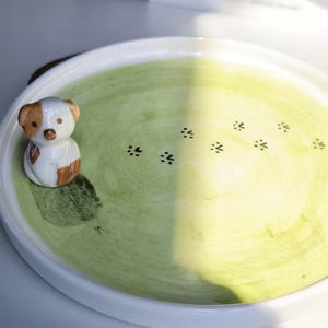 Handmade Dog Trinket Dish: Ceramic Paw Print Ring Holder