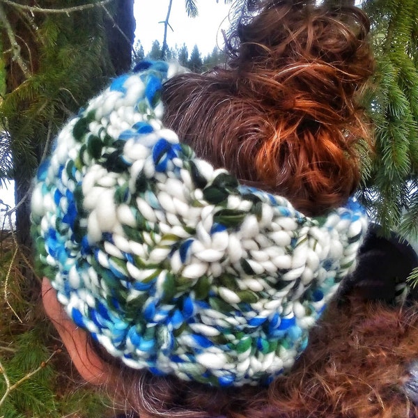 Trees, Clouds, Blue Sky -  Hand Knit with Hand Dyed, Hand Spun Yarn from Super Soft Merino, Bamboo and Silk
