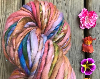 Muted Rainbow - Huge Skein - Hand Dyed. Hand Spun. Art Yarn. Superfine Merino, Silk & Sparkle. For Knitting, Weaving, Crochet, Fiber Arts