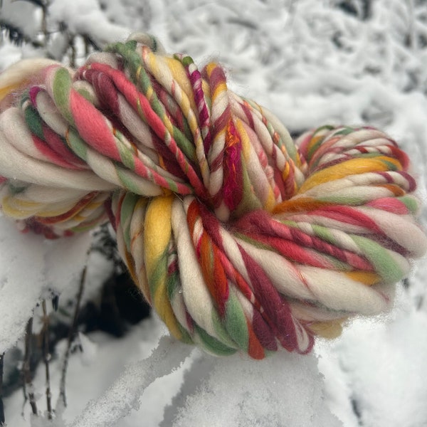 Mom's Bouquet - Hand Dyed, Hand Spun Art Yarn from Super Soft Merino, Silk and Sparkle for knitting, weaving, fiber arts, crochet, etc