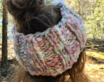 Enchanted Pastels- Warm Wooly Headband - Hand Dyed. Hand Spun. Hand Knit. Superfine Merino, swirled with Silk and Rose Fiber
