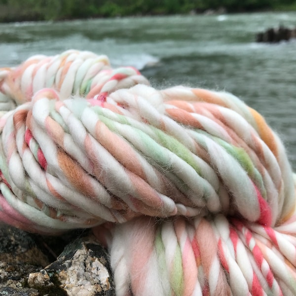 Gentle Beauty - Huge Skein - Hand Dyed. Hand Spun. Art Yarn. Superfine Merino, Silk & Sparkle. For Knitting, Weaving, Crochet, Fiber Arts