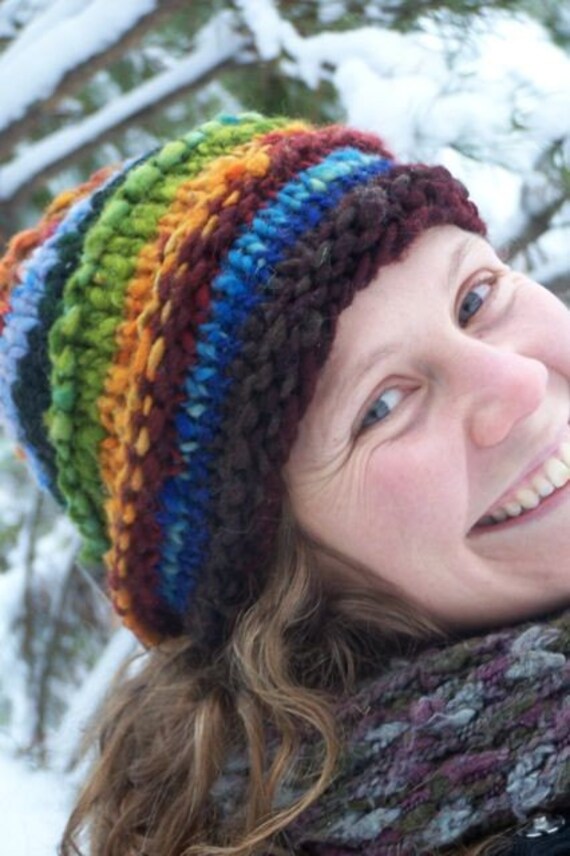 Items similar to reserved listingWooly Hat with Handpun Yarn on Etsy