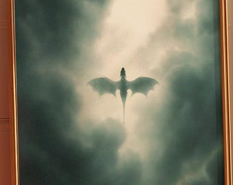 Fourth Wing Dragon Rider Art Print: Gothic Fantasy Wall Decor