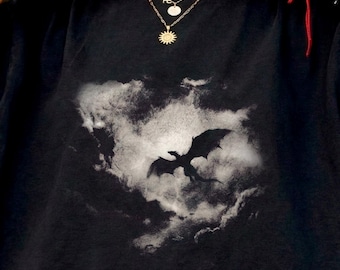 Dark Fantasy Dragon Clouds Shirt, Minimalist Dragon, Comfort Colors Tee,Inspired Fourth Wing