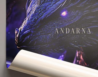 Andarna Dragon Art Print, Fourth Wing, Dark Academia Decor,Gift Anniversary