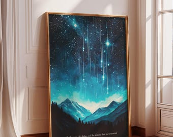Custom To the stars Wall Art, Velaris Travel Poster, ACOTAR Night Court Art ,Rhysand and Feyre, Celestial Book Lover Deco, Gift for her