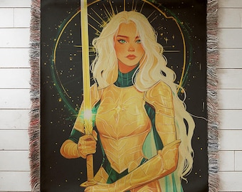 Aelin Galathynius Woven Blanket, Throne of Glass Merch, Celestial Art Tapestry, Dark Academia Bookish Gift, Fireheart Fan Merch