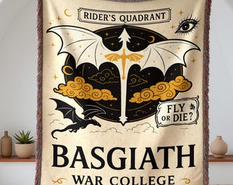 Dark Dragon Woven Blanket: Fourth Wing Inspired Fantasy Decor