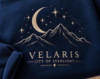Sudadera bordada de Velaris, Ciudad de la Luz Estelar, ACOTAR Night Court, Regalo para amantes de los libros