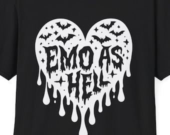 Emo As Hell T-shirt: Black Heart Design, Pop Punk Style