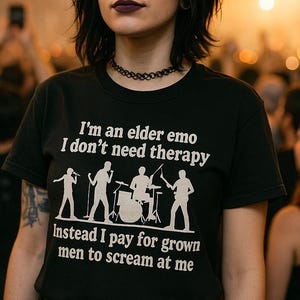 Camiseta de emo anciano, camiseta &quot;Soy un emo anciano&quot;, regalo emo para amantes de la música, camiseta de escena, camiseta de noche emo, camiseta de punk rock