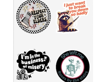 Elder Emo Sticker Sheet: Millennial Nostalgia, 2000s Music