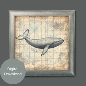 Vintage Wal Druck, Nautische Wandkunst, Antike Landkarte, digitaler download, Küsten Dekor, druckbare Kunst, Strand Haus Dekor