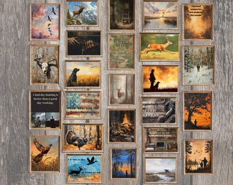 25 Hunting Wall Art Prints Rustic Hunting Decor Bundle Digital Download Hunting Prints Lodge Cabin Wall Art Gift for Hunters