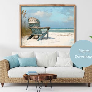 Beach Adirondack Chair Wall Art Printable Digital Download for Coastal Home Décor High-Resolution Printable JPG & PDF in Multiple Sizes