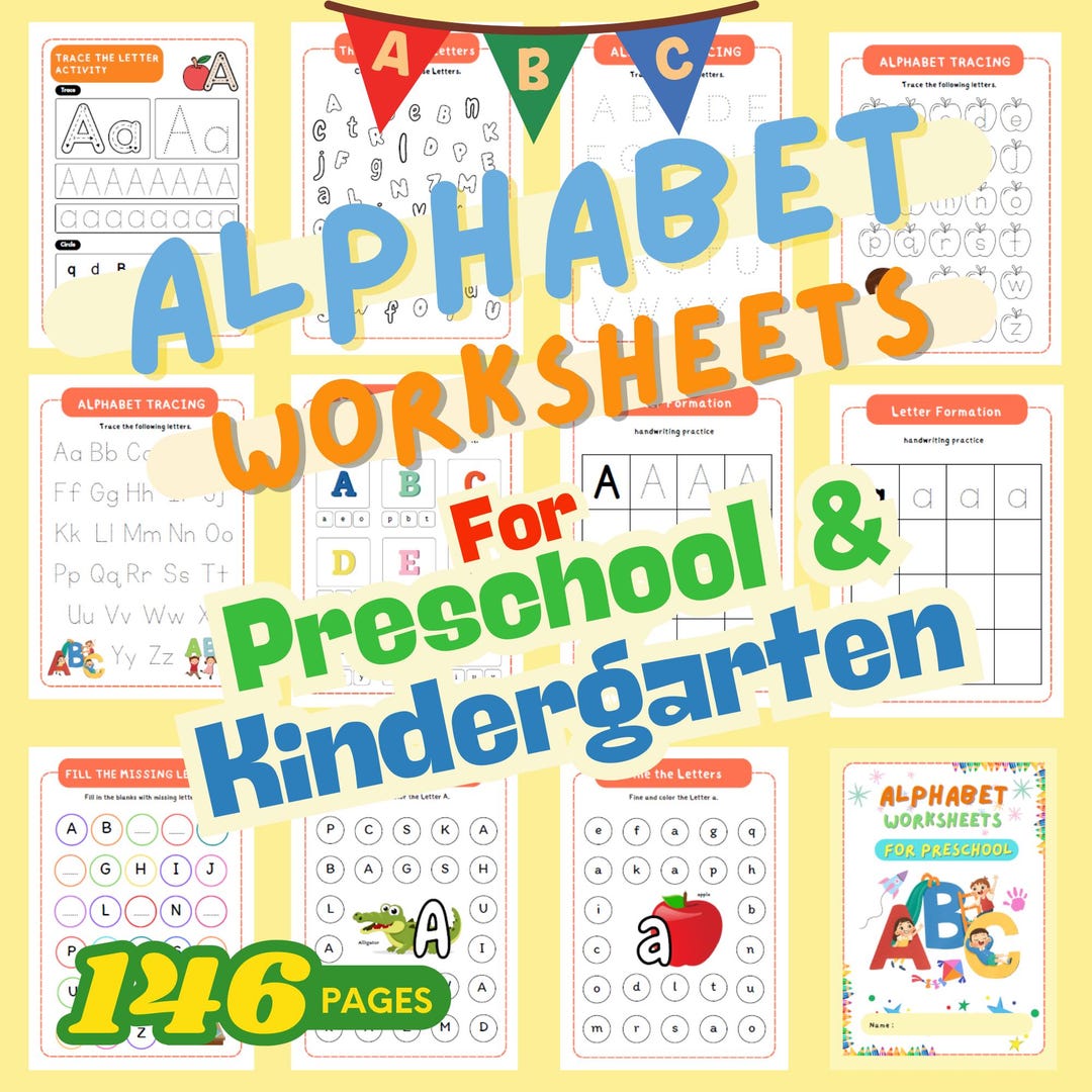Alphabet Worksheets for Preschool and Kindergarten (ages 2-5 Year Olds