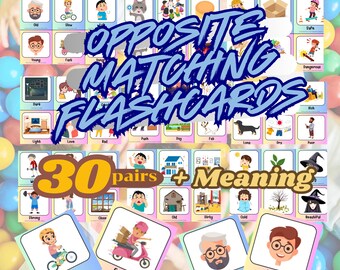 Opposites, Matching Cards, Pairing Cards, Memory Game, Preschool, Kindergarten, First Grade, Special Education, Homeschool