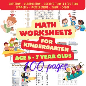 Kindergarten Worksheets, Math Worksheets for age 5-7 , Addition Substraction  Kindergarten Activity , Homeschool Material