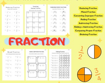 Adding and Subtracing Fractions Printable Math Worksheets, Grade 4th and 5th Fractions Worksheets.