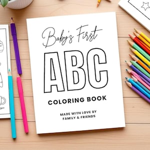 DIGITAL DOWNLOAD Baby&#39;s First ABC Coloring Book Printable Learning Game Last Minute Gift for Kids Coloring Pages Alphabet Drawing Sheet Baby
