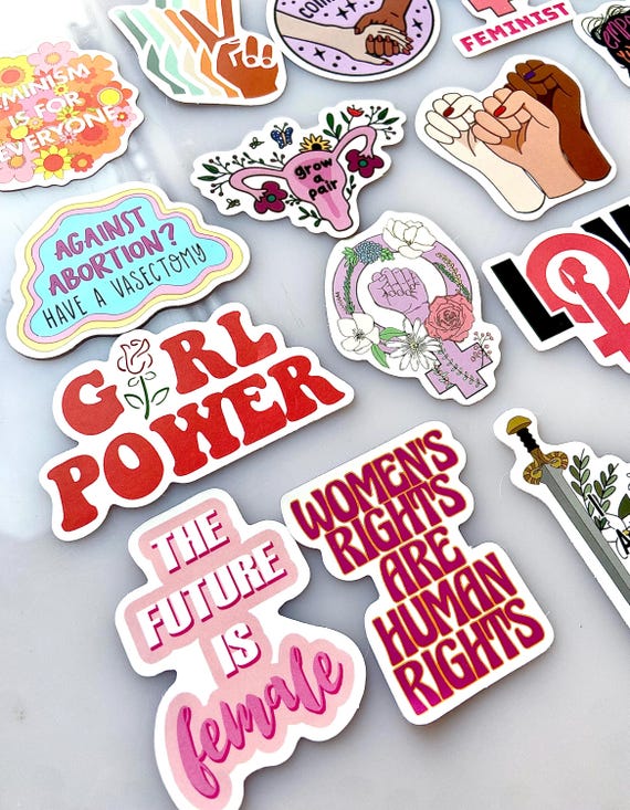 GIRL POWER STICKERS (Large Size) Feminism Empower Women Equal Rights Sticker Bundle Feminist Sticker Bundle Women's Rights Stickers Laptop