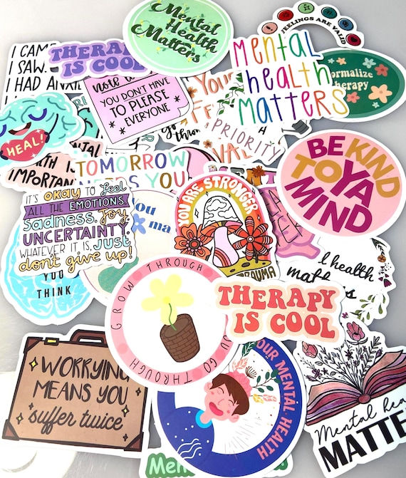 MENTAL HEALTH MATTERS Mixed Sticker Set Aufkleber Sticker Laptop Stickers Healing Sticker You Matter Therapy Is Cool You Are Strong Anxiety