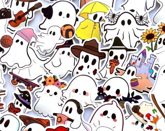 Niedliche Geist-Aufkleber | Gruselige Saison Aufkleber für Laptops, Wasserflaschen | Kawaii Halloween Boo Aufkleber | Wasserfeste Vinyl-Aufkleber