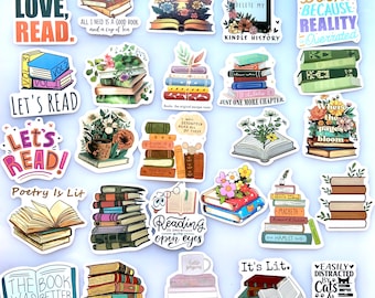 Book Lover Sticker Bundle Reading Stickers for Bookworms Planner Stickers Laptop Decal Water Bottle Sticker Gift for Readers Book Lover Gift
