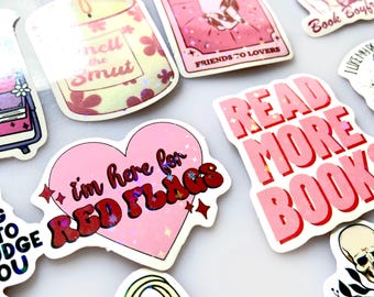 GLITTER BOOK LOVER Smut Reader Sticker Bundle Holographic Book Lover Gift Stickers Spicy Book Club Decals Romance Reader Gift Kindle Sticker