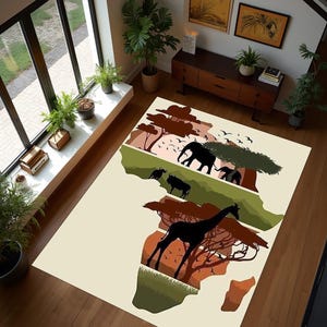 Tapete Africano, Tapete Continente Negro, Terras Virgens, Zonas de Vida Natural, Paraíso Oculto, Tapete Presente para Casa, Serengeti, Tapete Presente para Casa, Tapete Mapa