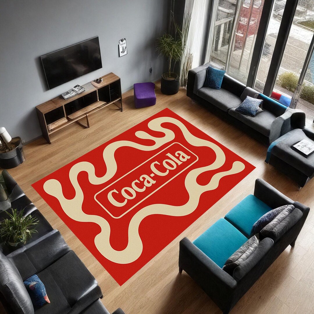 Coca Cola Patterned Rug, Coca Cola Advertising Rug, Gift Coca Cola Rug ...