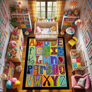 Alfombra con letras impresas, Alfombra con letras coloridas, Estoy aprendiendo a leer, Alfombra para habitación infantil, Alfombra de juego, Alfombra educativa, El mejor regalo para tu hijo