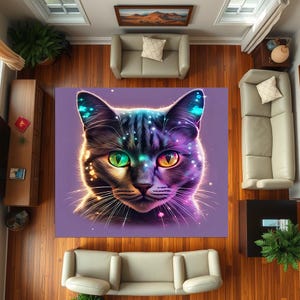 Purple Cat rug,Cute Cat,Curious Cat,Stylish, Magnificent,Soft, Healthy, Bamboo rug, Machine Washable rug,Non-slip rug,Home Gift rug,Area rug