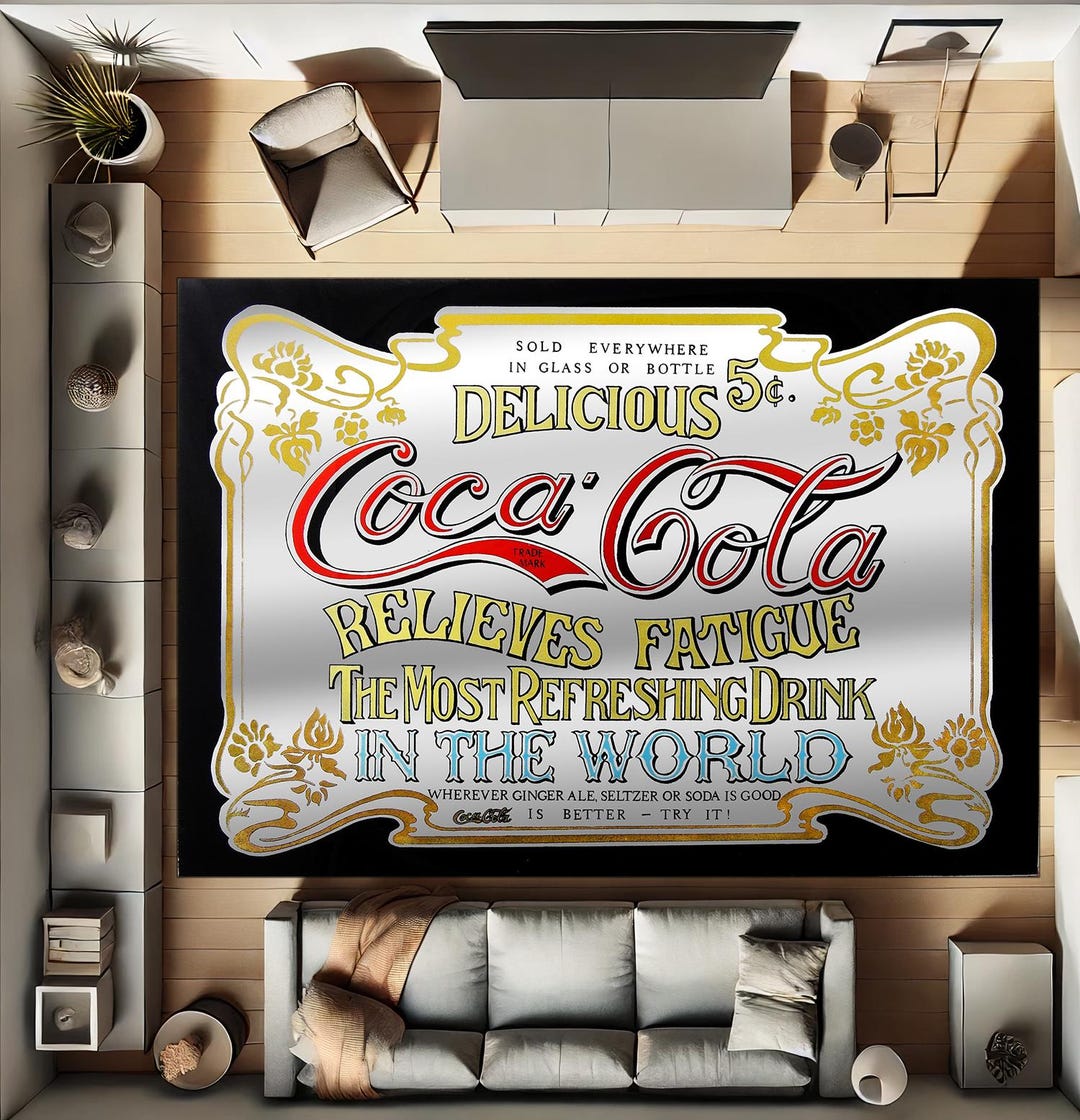 Coca Cola Patterned Rug, Coca Cola Advertising Rug, Gift Coca Cola Rug ...