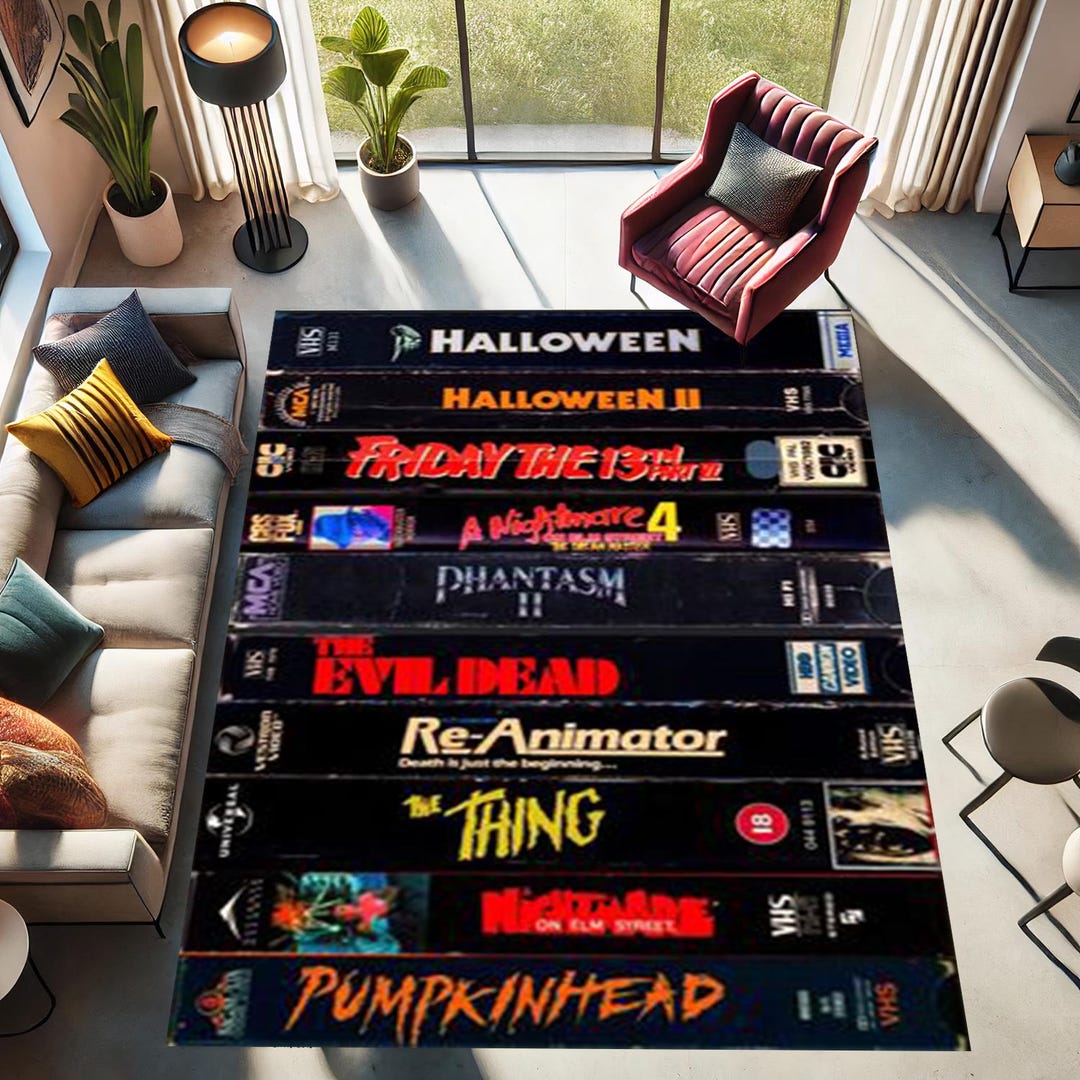 Horror Sticker Rug Vhs Case Design, Themed Horror, Movie Room Rug, Livingroom Rug, Room ...