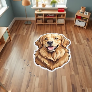 Golden Retriever, Dog rug, Shaped rug, Easy to clean rug, Home decoration rug, Soft rug, Non-slip rug, Washable rug, Durable Bamboo rug