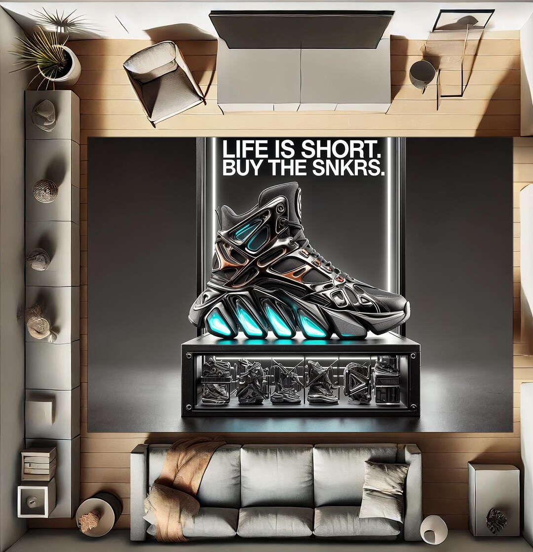 Sneaker Design Rug,modern Shoe Art,sneakerhead Rug,streetwear Decor ...