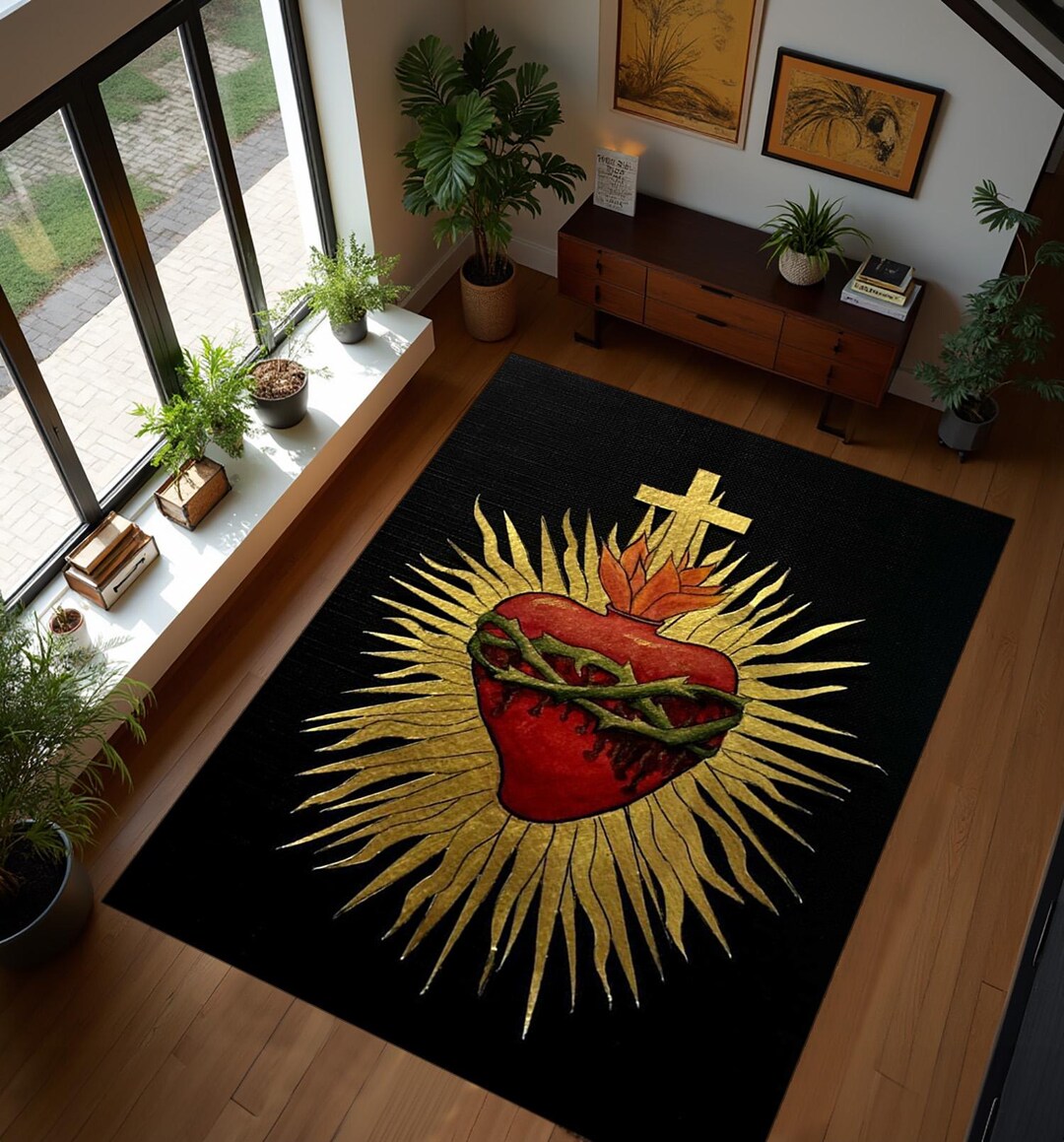 Jesus Christ Rug, Nurani Cross Rug, Christian Rug, Cross Rug, Easy to ...