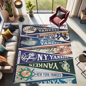 New York Yankees Rug, Baseball Rug, Hypoallergenic, Healthy, Easy to Clean, Washable, Non-Slip,Soft,Bamboo Field Rug,Best Gift for Teenagers