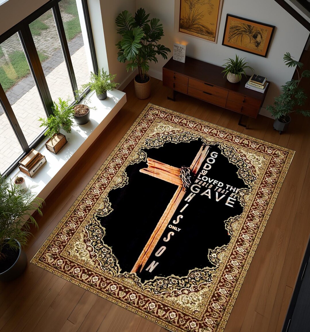 Christian Cross Rug, Jesus Christ Rug,cross Light, Antique Ornament ...