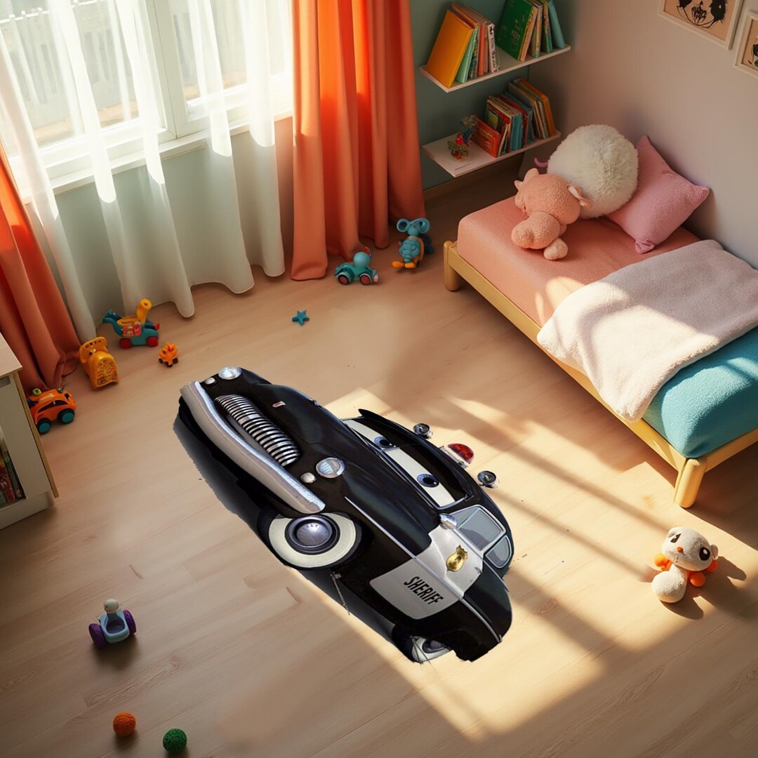 Cute Police Car, Shaped Play Rug, Anti-allergic, Healthy, Easy to Clean ...