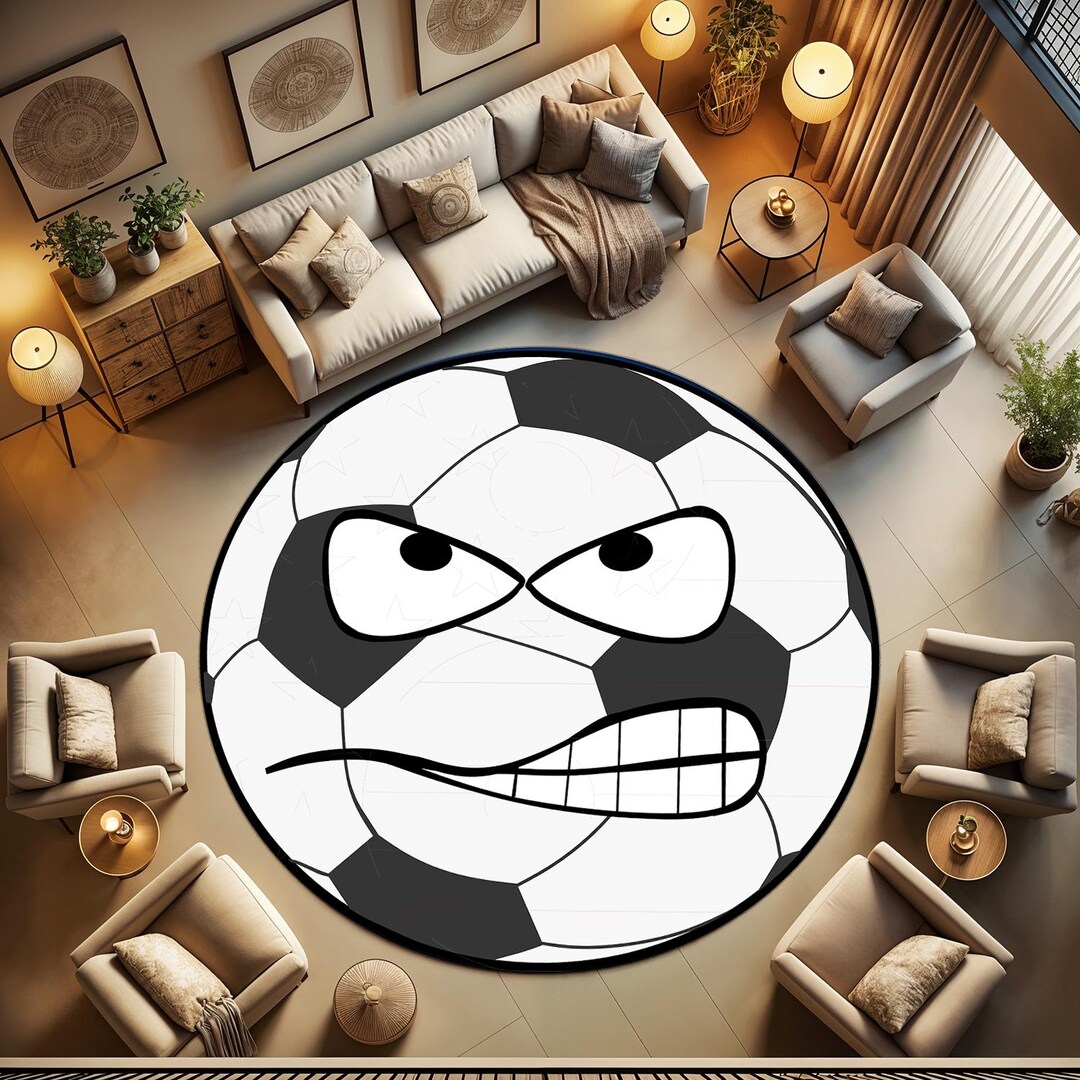 Angry Ball Rug, Soccer Ball Rug Angry Soccer Ball, Non-slip Machine ...