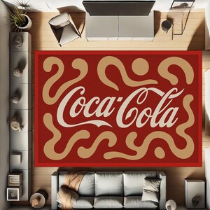 Alfombra con estampado de Coca Cola, Alfombra publicitaria de Coca Cola, Alfombra de regalo de Coca Cola, Alfombra de bambú suave, duradera, saludable, antideslizante y lavable a máquina.