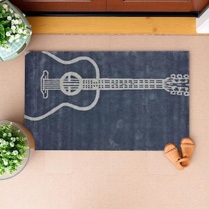 Deurmat met gitaarpatroon, deurmat, muzikale deurmat, housewarmingcadeau, gepersonaliseerd housewarmingcadeau, gepersonaliseerd cadeau, duurzame deurmat