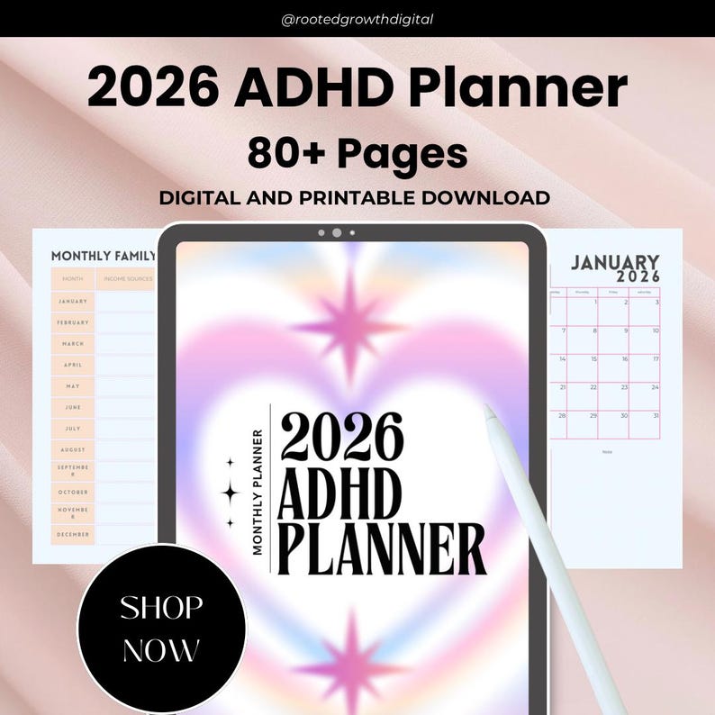 ADHD Digital Planner for Adults, 2026 ADHD Friendly Productivity ...